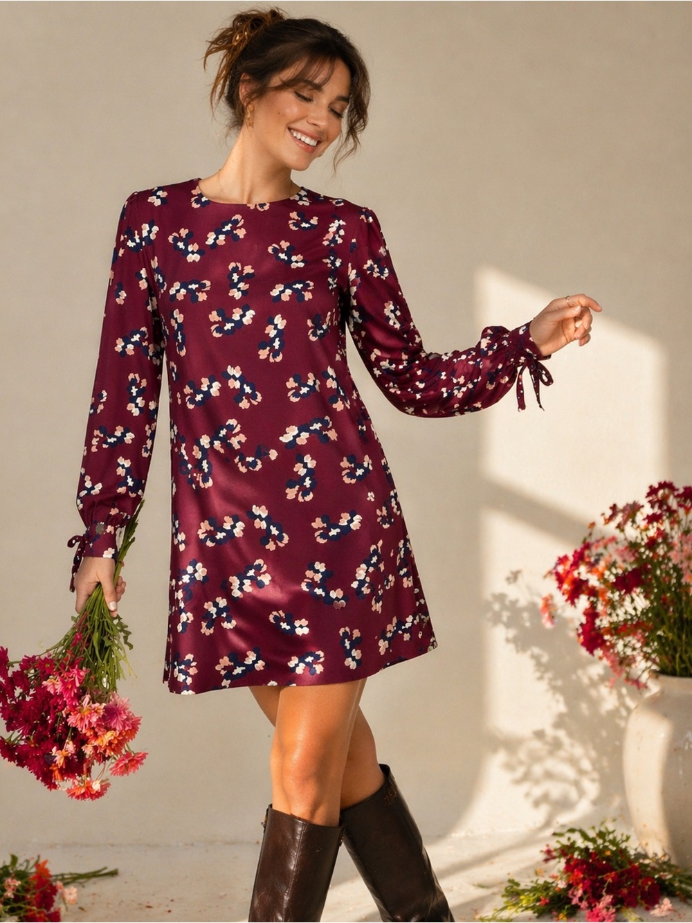 Banana Republic Factory Floral Long Sleeve Dress